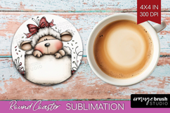 Whimsical Christmas Round Coaster - Cute Animal Coaster PNG Product Image 1