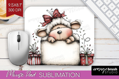 Whimsical Christmas Mouse Pad Sublimation - Cute Animal PNG Product Image 1