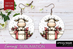 Whimsical Christmas Round Earrings - Cute Animal PNG Product Image 1