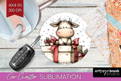 Whimsical Christmas Car Coaster - Cute Animal Coaster PNG Product Image 1