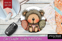 Whimsical Christmas Car Coaster - Cute Animal Coaster PNG Product Image 1