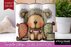 Whimsical Christmas Tumbler Wrap - Cute Animal Tumbler PNG Product Image 1