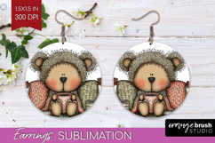 Whimsical Christmas Round Earrings - Cute Animal PNG Product Image 1