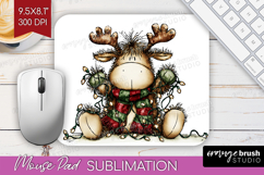 Whimsical Christmas Mouse Pad Sublimation - Cute Animal PNG Product Image 1