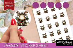 Whimsical Christmas Round Sticker - Cute Animal Printable Product Image 1