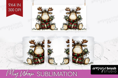 Whimsical Christmas Mug Wrap - Cute Animal Mug PNG Product Image 1