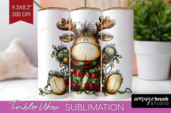 Whimsical Christmas Tumbler Wrap - Cute Animal Tumbler PNG Product Image 1