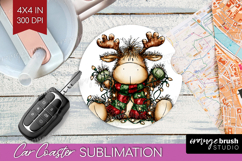 Whimsical Christmas Car Coaster - Cute Animal Coaster PNG Product Image 1