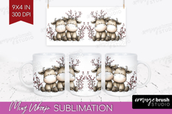 Whimsical Christmas Mug Wrap - Cute Animal Mug PNG Product Image 1