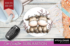 Whimsical Christmas Car Coaster - Cute Animal Coaster PNG Product Image 1