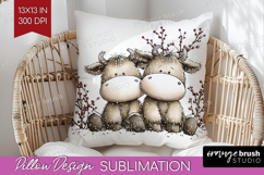 Whimsical Christmas Pillow Sublimation - Cute Animal Pillow Product Image 1