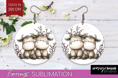 Whimsical Christmas Round Earrings - Cute Animal PNG Product Image 1