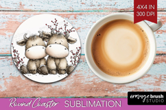 Whimsical Christmas Round Coaster - Cute Animal Coaster PNG Product Image 1