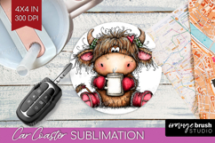 Whimsical Christmas Car Coaster - Cute Animal Coaster PNG Product Image 1