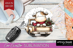 Whimsical Christmas Car Coaster - Cute Animal Coaster PNG Product Image 1