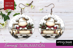 Whimsical Christmas Round Earrings - Cute Animal PNG Product Image 1