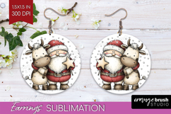 Whimsical Christmas Round Earrings - Cute Animal PNG Product Image 1
