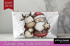 Whimsical Christmas Cosmetic Bag - Cute Animal Makeup Bag Product Image 1