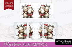 Whimsical Christmas Mug Wrap - Cute Animal Mug PNG Product Image 1