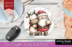 Whimsical Christmas Car Coaster - Cute Animal Coaster PNG Product Image 1