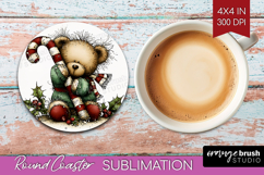 Whimsical Christmas Round Coaster - Cute Animal Coaster PNG Product Image 1