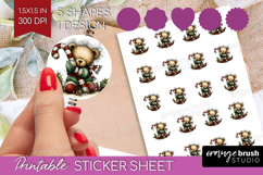 Whimsical Christmas Round Sticker - Cute Animal Printable Product Image 1