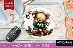 Whimsical Christmas Car Coaster - Cute Animal Coaster PNG Product Image 1