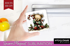 Whimsical Christmas Magnet Sublimation - Cute Animal Square Product Image 1