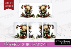 Whimsical Christmas Mug Wrap - Cute Animal Mug PNG Product Image 1