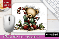 Whimsical Christmas Mouse Pad Sublimation - Cute Animal PNG Product Image 1
