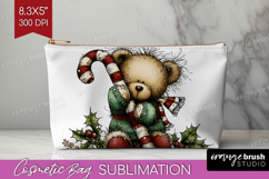 Whimsical Christmas Cosmetic Bag - Cute Animal Makeup Bag Product Image 1
