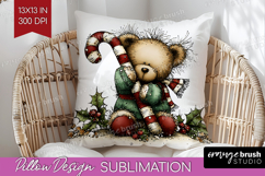 Whimsical Christmas Pillow Sublimation - Cute Animal Pillow Product Image 1