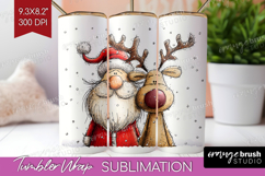 Whimsical Christmas Tumbler Wrap - Cute Animal Tumbler PNG Product Image 1
