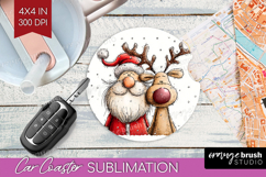 Whimsical Christmas Car Coaster - Cute Animal Coaster PNG Product Image 1