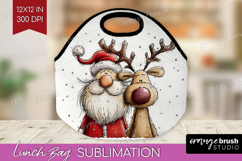 Whimsical Christmas Lunch Bag - Cute Animal Lunch Bug PNG Product Image 1