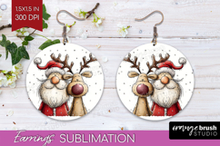 Whimsical Christmas Round Earrings - Cute Animal PNG Product Image 1