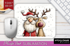Whimsical Christmas Mouse Pad Sublimation - Cute Animal PNG Product Image 1