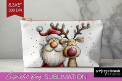 Whimsical Christmas Cosmetic Bag - Cute Animal Makeup Bag Product Image 1