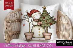 Whimsical Christmas Pillow Sublimation - Cute Animal Pillow Product Image 1