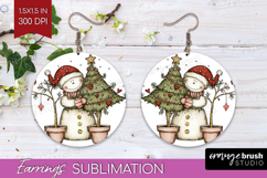 Whimsical Christmas Round Earrings - Cute Animal PNG Product Image 1