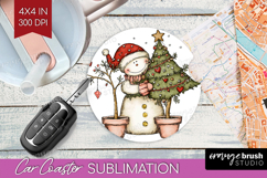 Whimsical Christmas Car Coaster - Cute Animal Coaster PNG Product Image 1