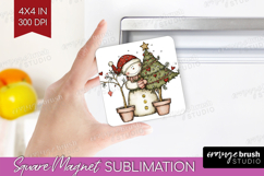 Whimsical Christmas Magnet Sublimation - Cute Animal Square Product Image 1