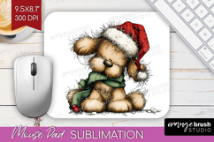 Whimsical Christmas Mouse Pad Sublimation - Cute Animal PNG Product Image 1