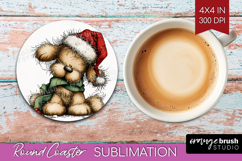 Whimsical Christmas Round Coaster - Cute Animal Coaster PNG Product Image 1