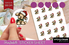 Whimsical Christmas Round Sticker - Cute Animal Printable Product Image 1