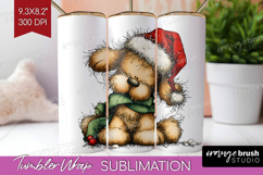 Whimsical Christmas Tumbler Wrap - Cute Animal Tumbler PNG Product Image 1