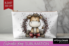 Whimsical Christmas Cosmetic Bag - Cute Animal Makeup Bag Product Image 1