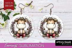 Whimsical Christmas Round Earrings - Cute Animal PNG Product Image 1