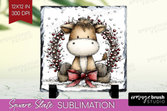 Whimsical Christmas Slate PNG - Cute Animal Square Slate Product Image 1