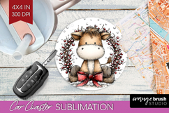Whimsical Christmas Car Coaster - Cute Animal Coaster PNG Product Image 1